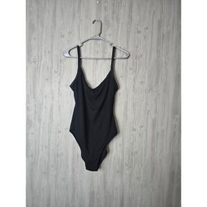 Aerie Black Textured One Piece Swimsuit XL Long Full Coverage Scoop Back